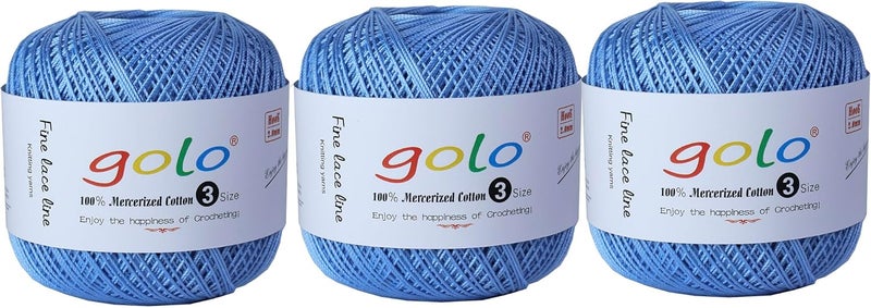 Golo Crochet Thread Size 3 Yarn for Hand Knitting 3 Balls Crochet Yarn for Crocheting - Image 1